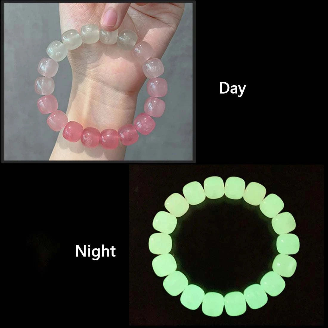 Luminous Stone Bracelet for Women Man Fluorescent Glow in the Dark Charm Jewelry Elastic Wristband Stretch Bracelet Gift for Kid