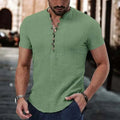 Men's Linen Casual Shirt in 2025, Simple V-neck, Summer Casual Daily Top  mens designer clothes camisas de hombre casual