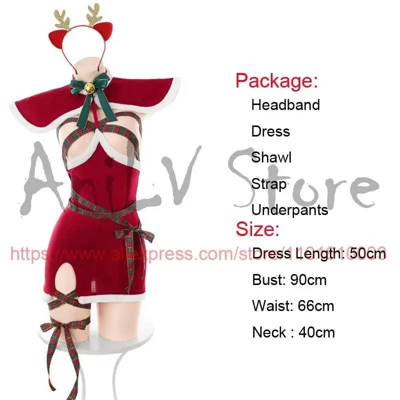 New Christmas Outfits Series Santa Claus Clothes Women Red Velvet Dress Cosplay Costume Merry Xmas