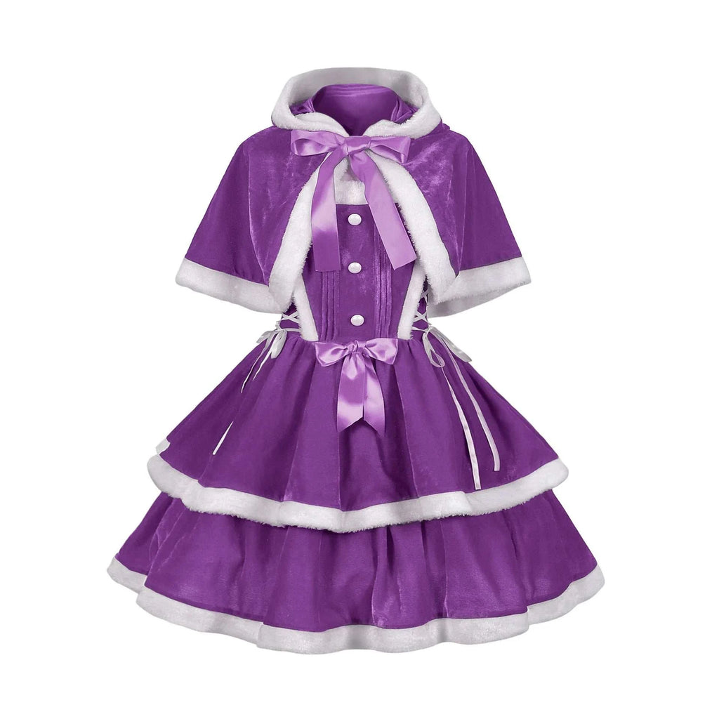 Christmas Dress For Women  Waist Fashion Warm Sling Dress Suit With Cloak And Dress Women Santa Claus Halloween Costume