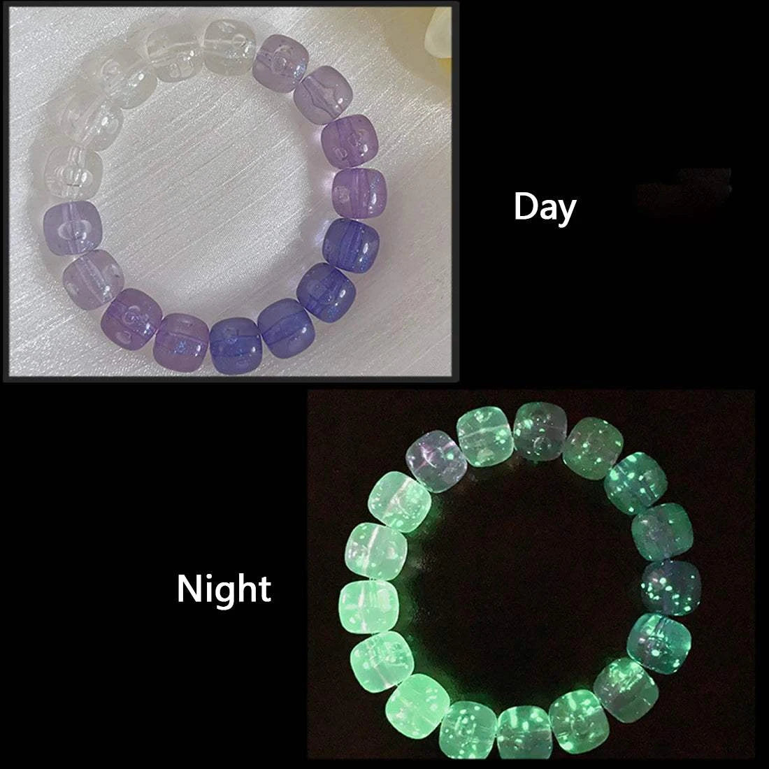 Luminous Stone Bracelet for Women Man Fluorescent Glow in the Dark Charm Jewelry Elastic Wristband Stretch Bracelet Gift for Kid
