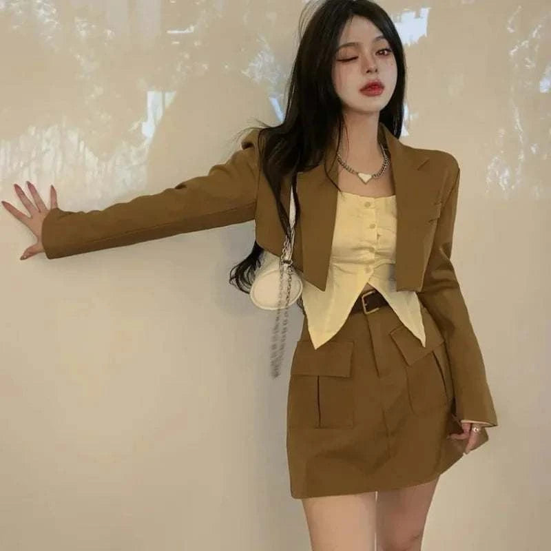 Female Outfits Sexy Skirt Long Sleeve Suits Women's Two Piece Set Mature Elegant Casual Clothing Trend 2025 Co Ord Stylish Full