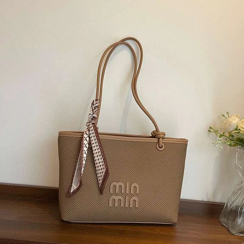 Stylish Tote Shopper Bag Minimalist Large Capacity Solid Color For Daily Shopping And Commuter