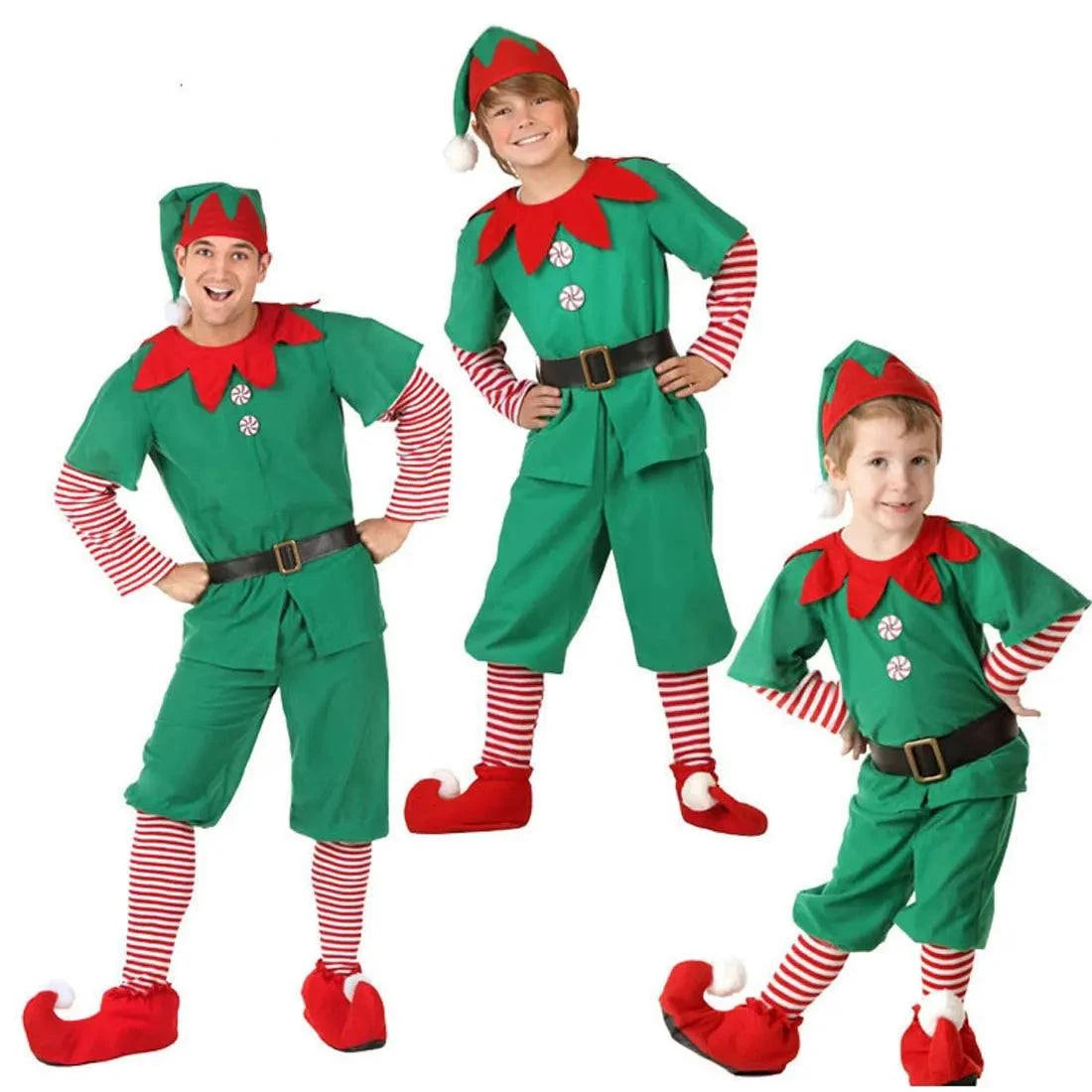 2025 Christmas Holiday Party Christmas Costumes for Kids and Adults Parent-Child Clothes Classic Costume Sets + Accessories Suit