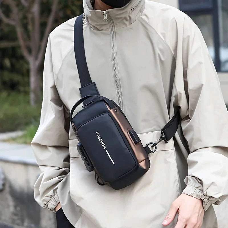 Stylish Men's Sling Bag - Durable Oxford Fabric, Crossbody Chest Pack with Phone Pocket, Zip Closure for Daily Commute