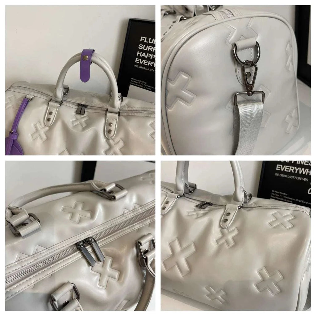 Stylish Women's Large Capacity Travel Shoulder Bag Durable PU Women's Personalized Fitness Tote Bag Dry/Wet Separation Handheld