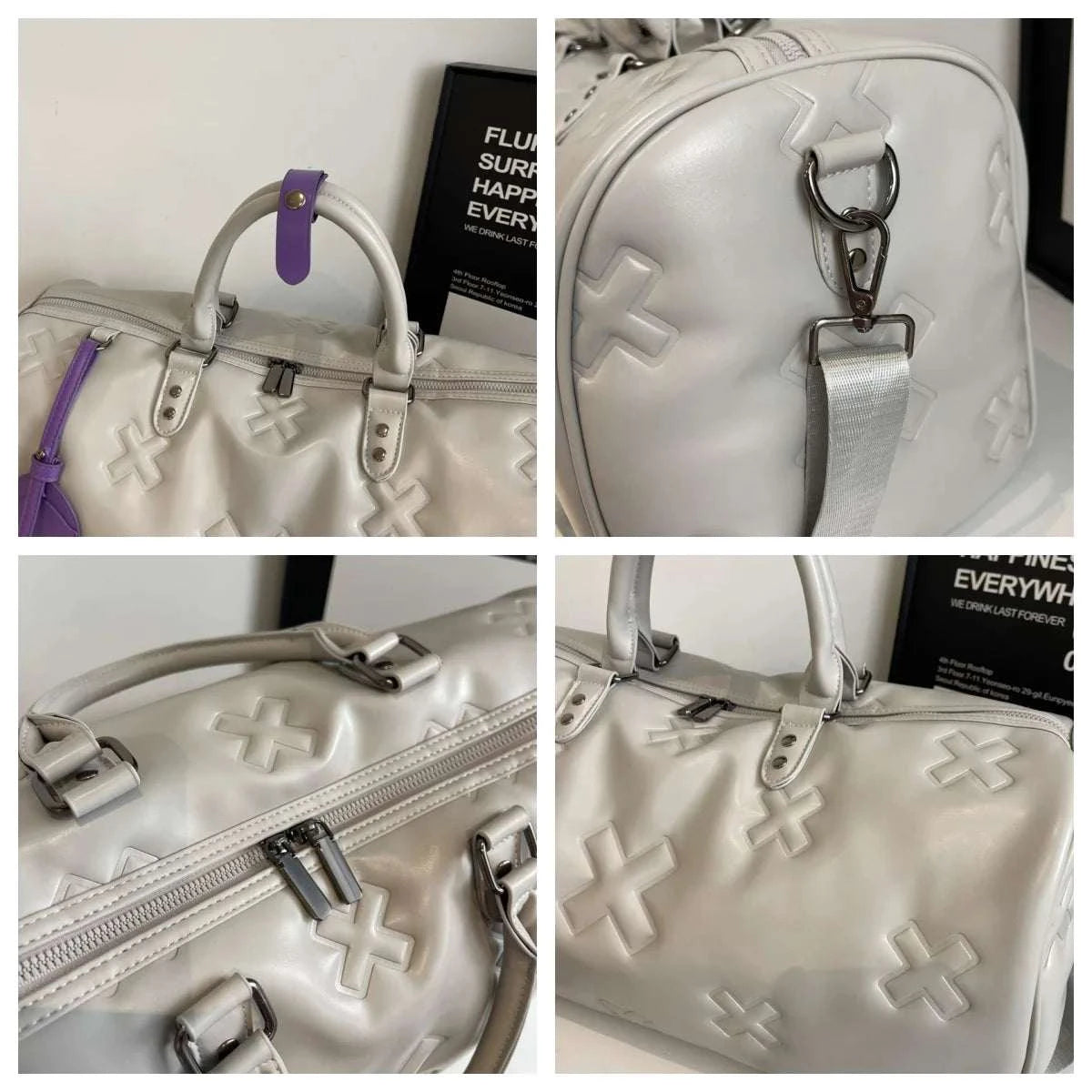 Stylish Women's Large Capacity Travel Shoulder Bag Durable PU Women's Personalized Fitness Tote Bag Dry/Wet Separation Handheld