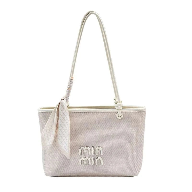 Stylish Tote Shopper Bag Minimalist Large Capacity Solid Color For Daily Shopping And Commuter
