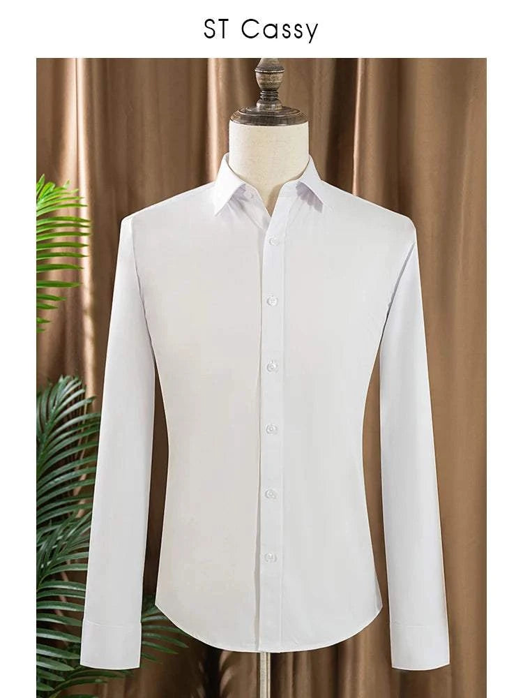 Mens Shirts Long Sleeve Dress Shirts For Slim Fit Camisa Social Business Blouse White Shirt Formal wedding suit groomsman shirt