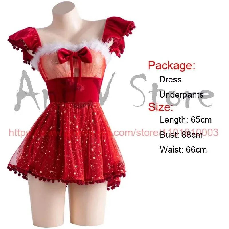 New Christmas Outfits Series Santa Claus Clothes Women Red Velvet Dress Cosplay Costume Merry Xmas
