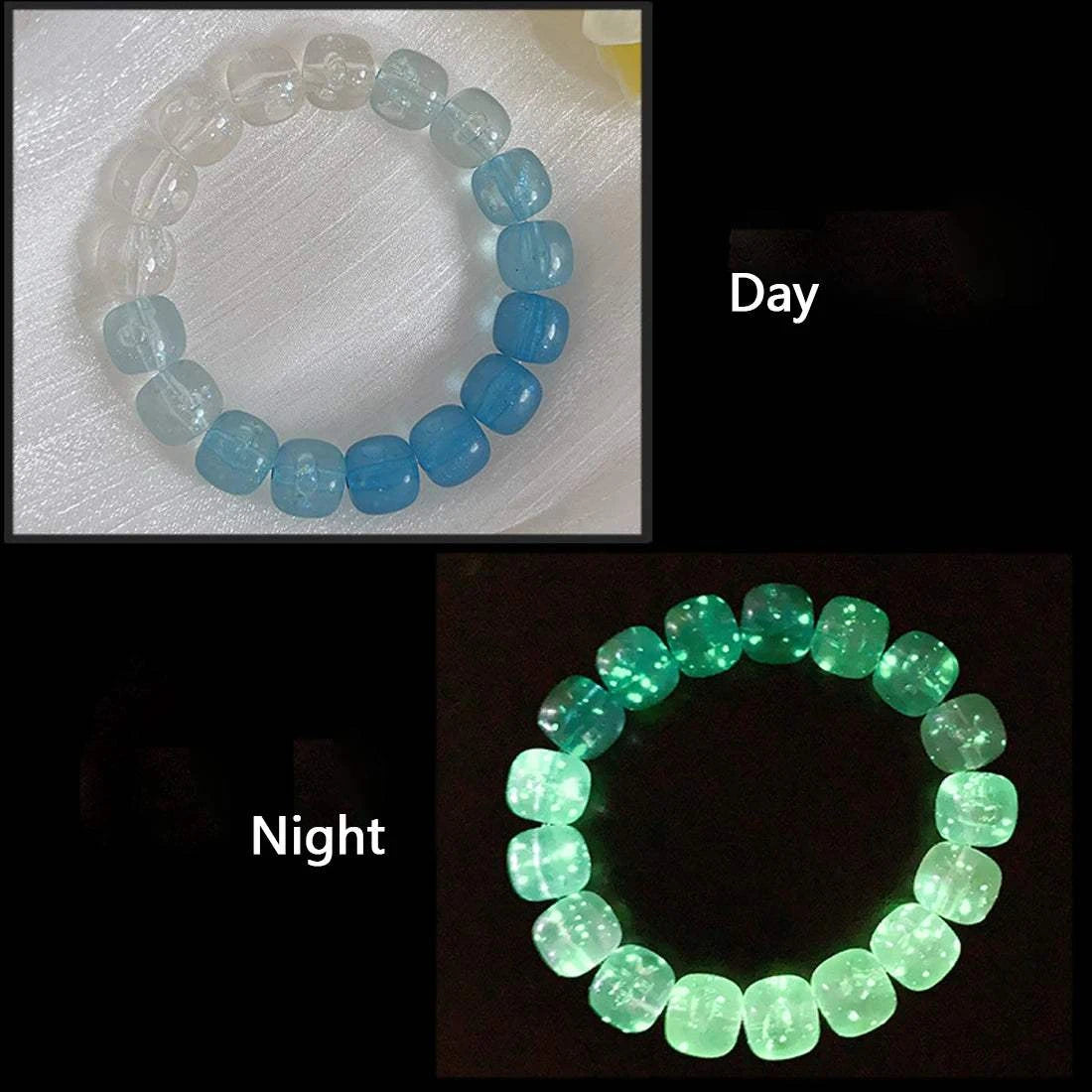 Luminous Stone Bracelet for Women Man Fluorescent Glow in the Dark Charm Jewelry Elastic Wristband Stretch Bracelet Gift for Kid