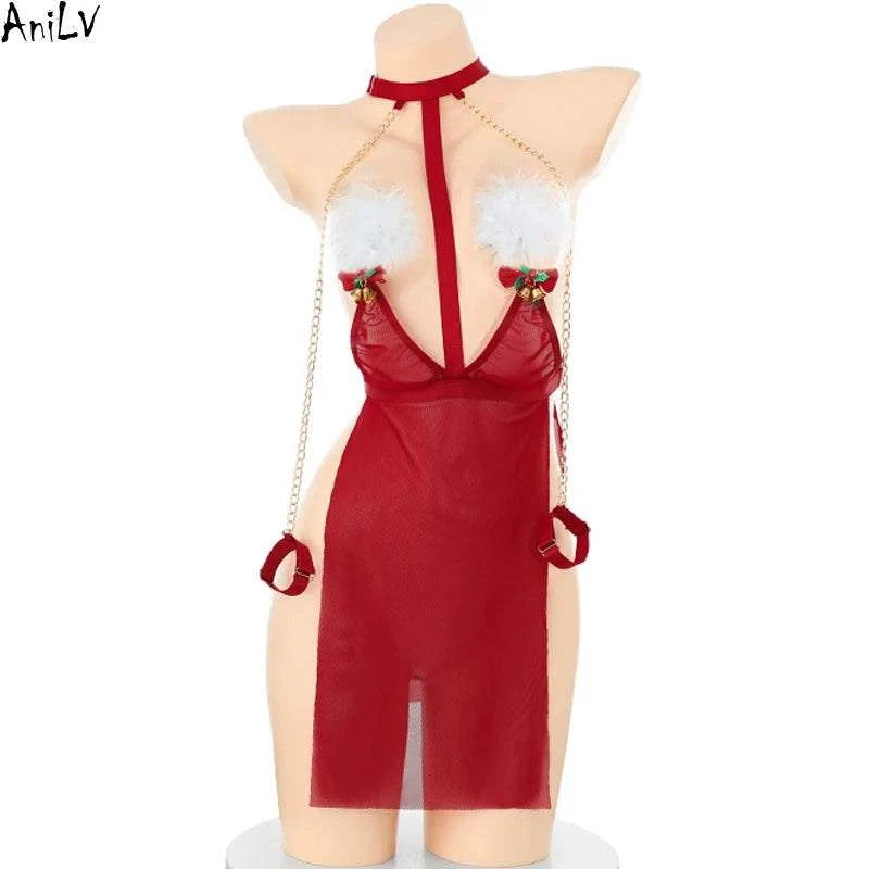 New Christmas Outfits Series Santa Claus Clothes Women Red Velvet Dress Cosplay Costume Merry Xmas