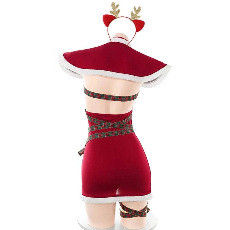 New Christmas Outfits Series Santa Claus Clothes Women Red Velvet Dress Cosplay Costume Merry Xmas