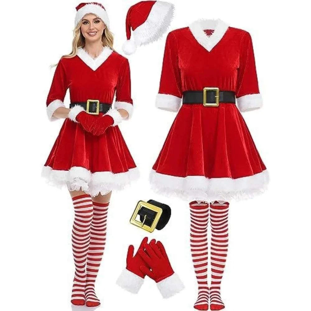Christmas Costume for Women Festive Party Dress Up Santa Performance Outfit Costumes for Cospaly and Dress up