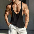 Mens Sexy Low Collar Vest Casual Comfortable Basic Style Home Fitness Wear Breathable Sleeveless Loungewear Top