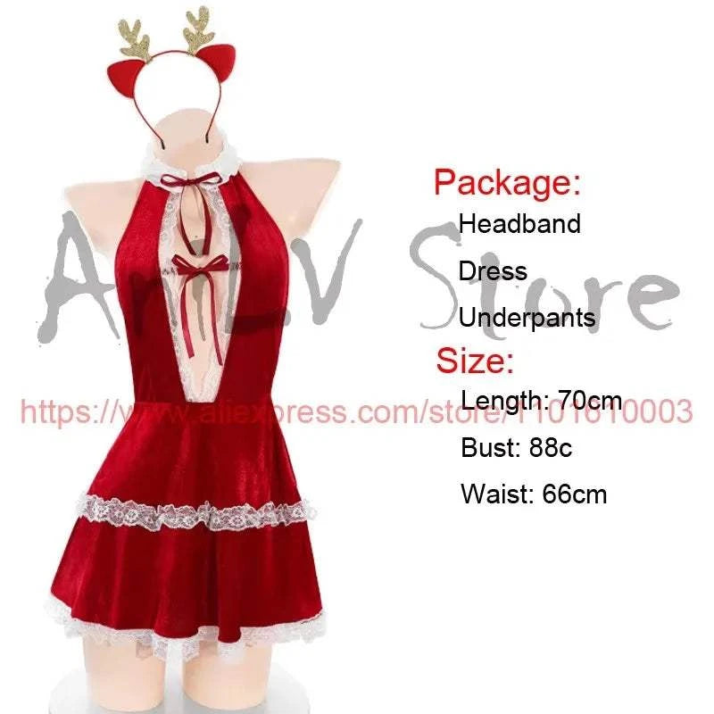 New Christmas Outfits Series Santa Claus Clothes Women Red Velvet Dress Cosplay Costume Merry Xmas