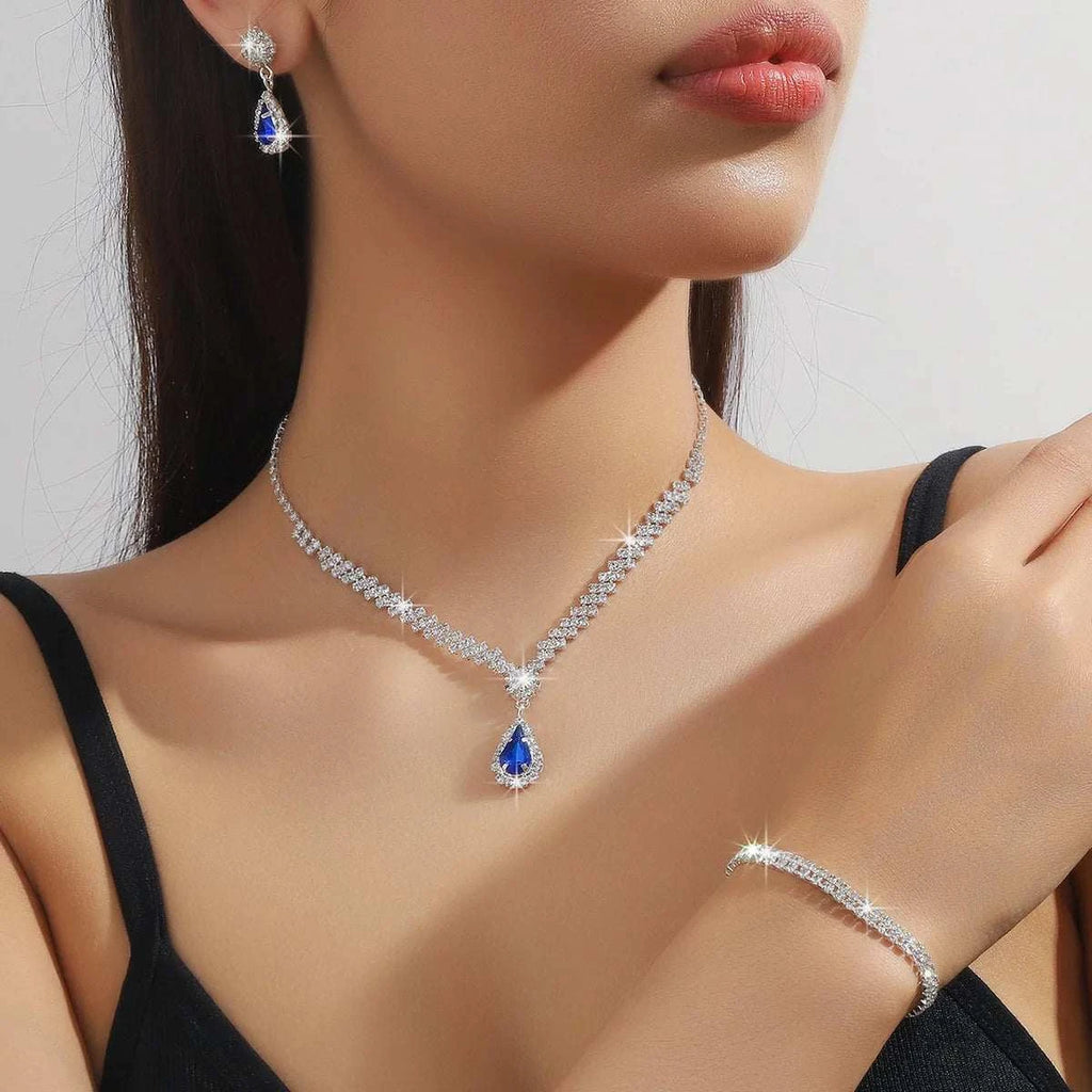Wedding Jewelry Set for Women, Earrings, Necklace, Bracelet, Three-Piece Bridal Jewelry Set, Luxurious and High-End Accessories