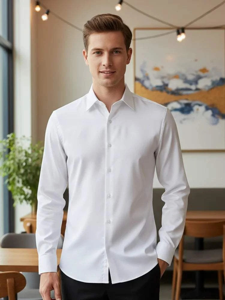 Mens Shirts Long Sleeve Dress Shirts For Slim Fit Camisa Social Business Blouse White Shirt Formal wedding suit groomsman shirt