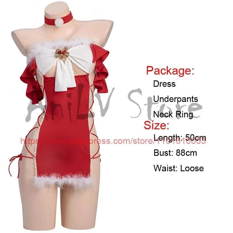 New Christmas Outfits Series Santa Claus Clothes Women Red Velvet Dress Cosplay Costume Merry Xmas