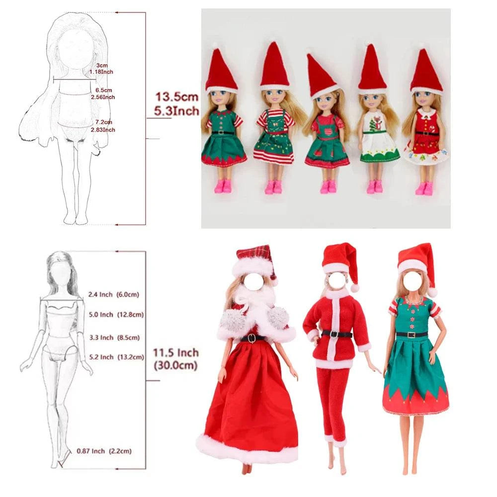 Christmas Outfits for Girl ken Dolls 11.5''/30cm Doll Accessories Xmas Outfits Set Fashion Casual Style Toys for Kids