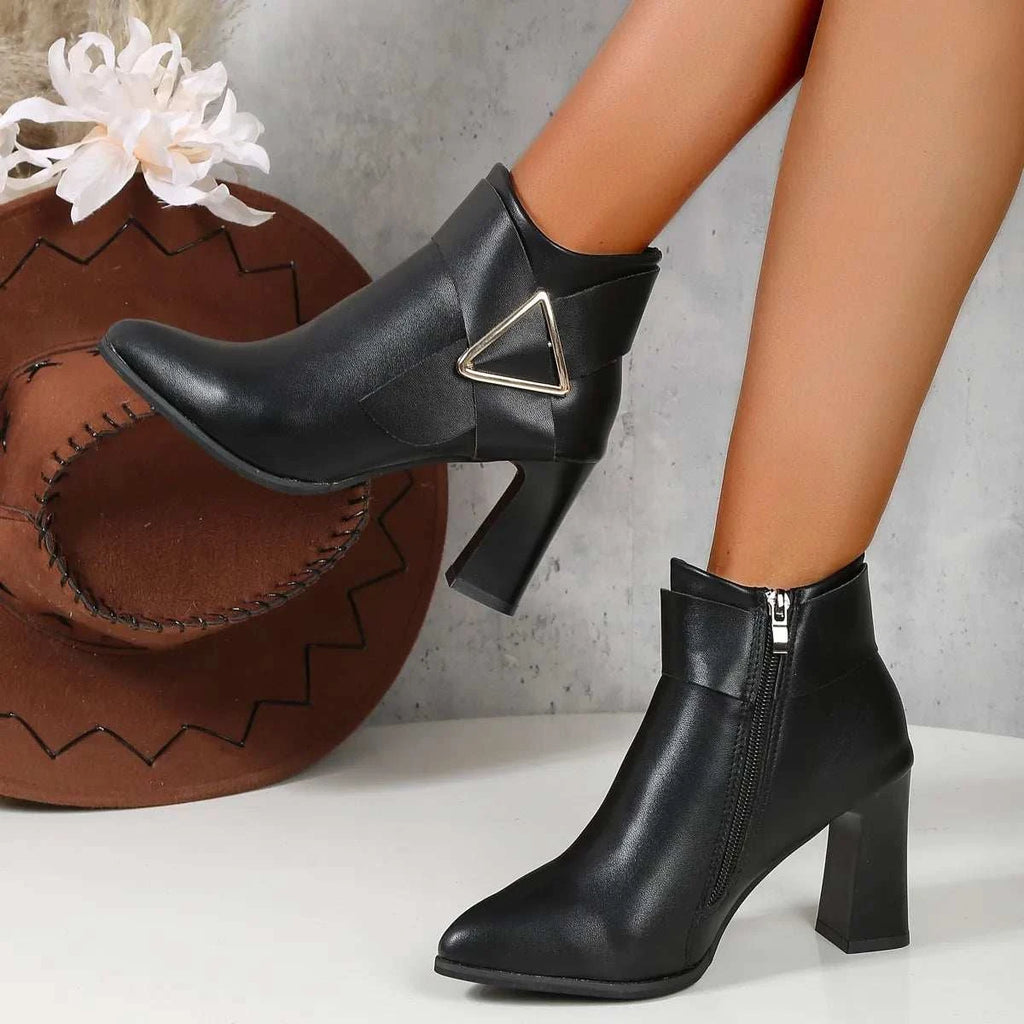 Short Shoes for Women Heeled Female Ankle Boots White Booties Pointed Toe Very High Heels Footwear Designer Luxury Autumn Hot Pu