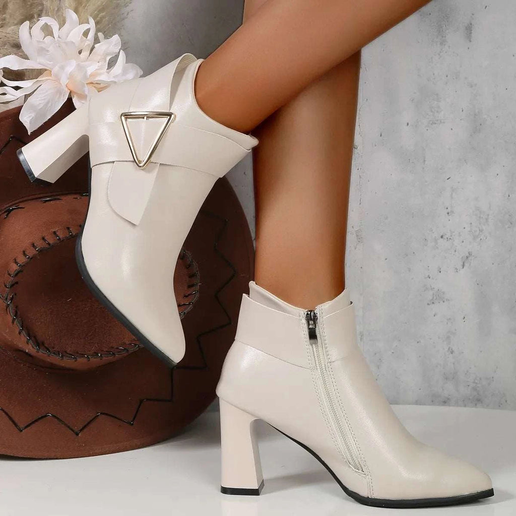 Short Shoes for Women Heeled Female Ankle Boots White Booties Pointed Toe Very High Heels Footwear Designer Luxury Autumn Hot Pu