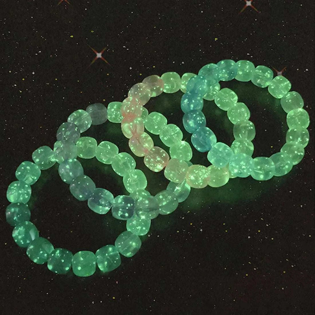 Luminous Stone Bracelet for Women Man Fluorescent Glow in the Dark Charm Jewelry Elastic Wristband Stretch Bracelet Gift for Kid