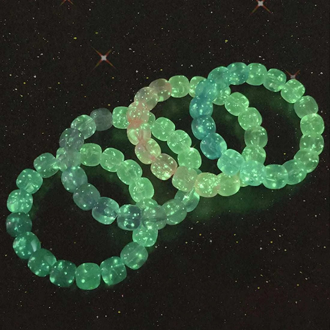 Luminous Stone Bracelet for Women Man Fluorescent Glow in the Dark Charm Jewelry Elastic Wristband Stretch Bracelet Gift for Kid