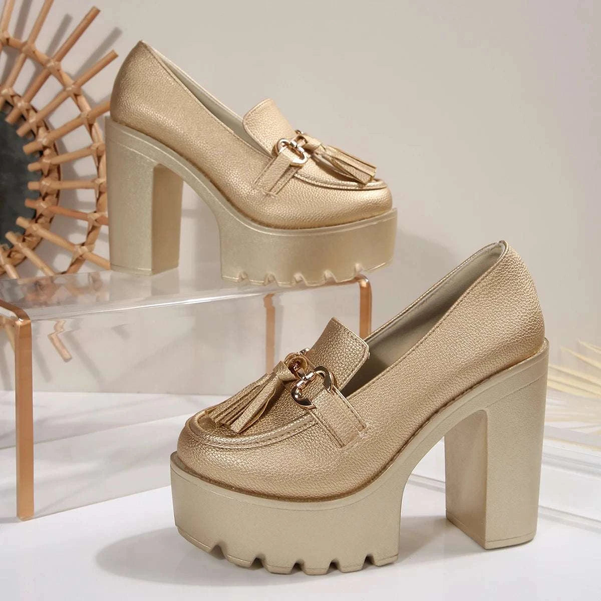 High Heels Women Mary Jane Shoes Retro Bows Elegant Chunky Heel Women Wedding Shoes Fashion White Round Toe Platform Sandals