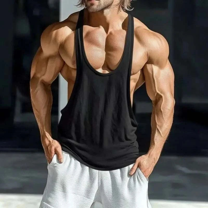 Mens Sexy Low Collar Vest Casual Comfortable Basic Style Home Fitness Wear Breathable Sleeveless Loungewear Top