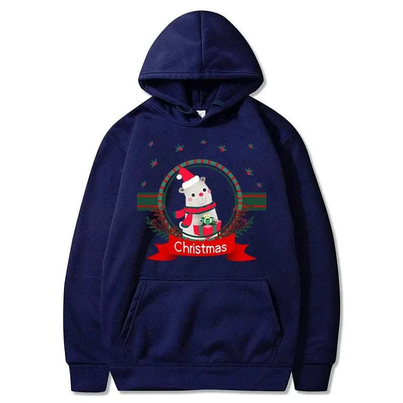Men's and women's Christmas outfits, men's holiday casual hoodies, women's fashion hoodies, men's and women's party outfits