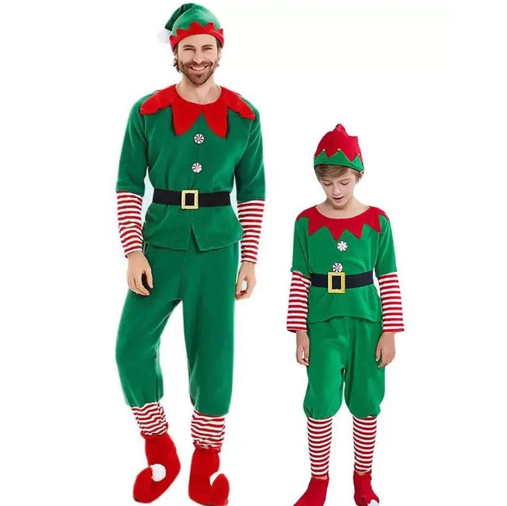 2025 Christmas Holiday Party Christmas Costumes for Kids and Adults Parent-Child Clothes Classic Costume Sets + Accessories Suit