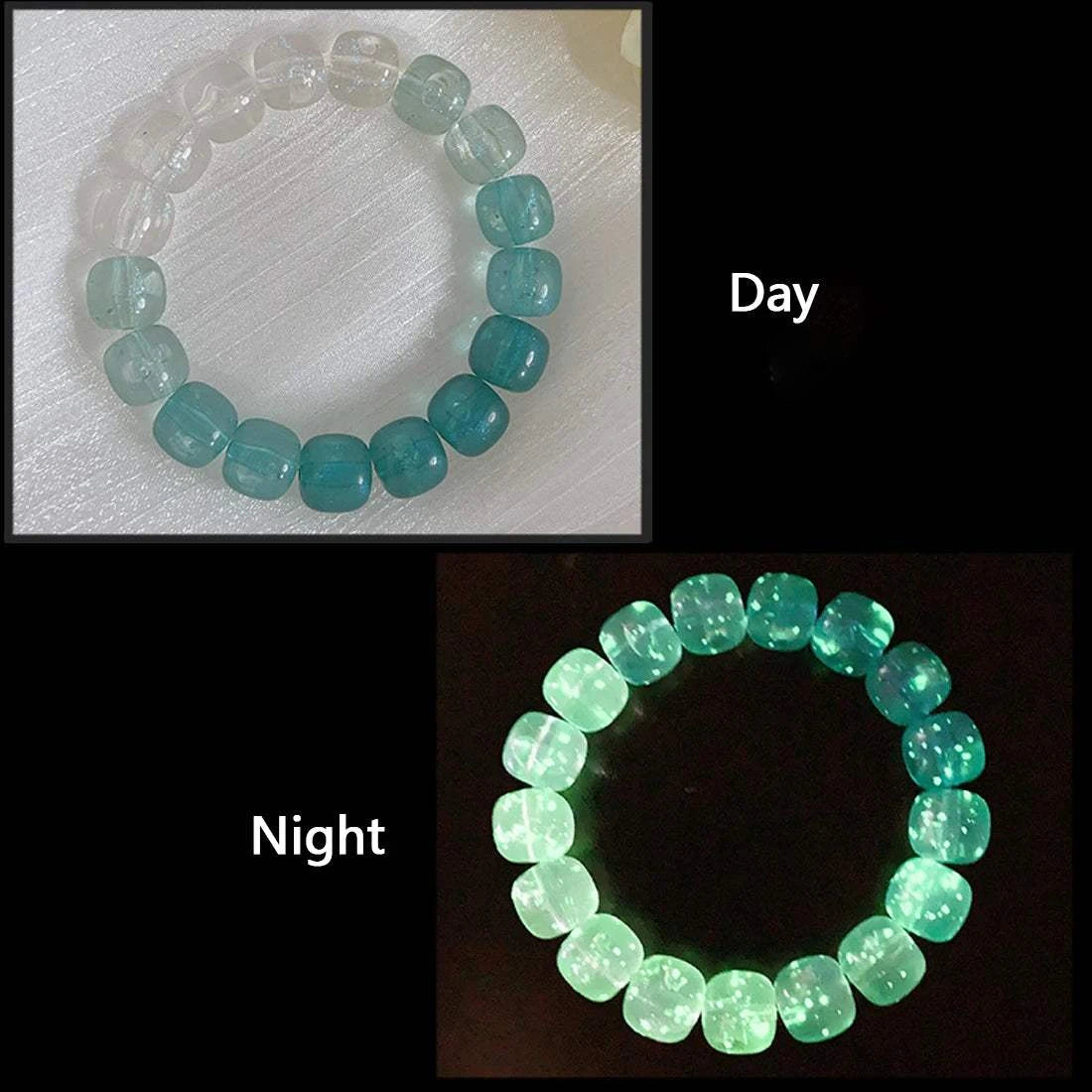 Luminous Stone Bracelet for Women Man Fluorescent Glow in the Dark Charm Jewelry Elastic Wristband Stretch Bracelet Gift for Kid