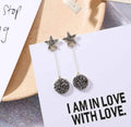 Round Earrings Long Earrings Rhinestone Pearl Earrings featuring star design and drop elements on stylish background.
