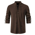 GRAJTCIN long sleeve medieval pirate lace-up shirt for Halloween and cosplay