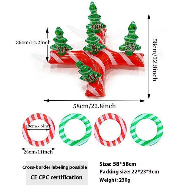 Inflatable Christmas Ball outdoor garden decoration with Christmas tree and candy cane design, 58x58cm, PVC material, flashing feature.