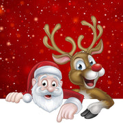 Red women's fashion casual Christmas printed party dress with A-line mid-length skirt and loose waist