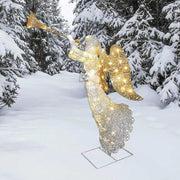 Lighted acrylic angel decoration blowing trumpet for Christmas garden display