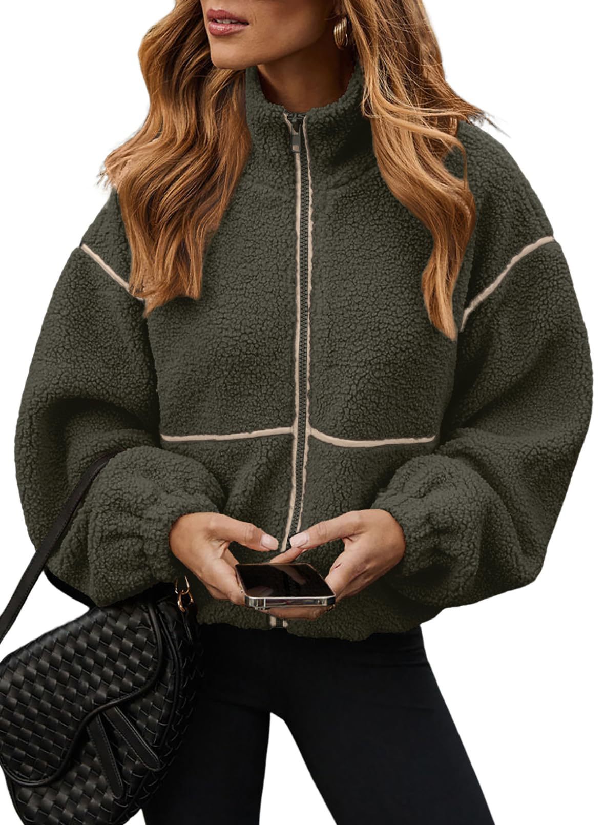 Berber Fleece Contrast Color Stand-up Collar Leisure All-match Coat