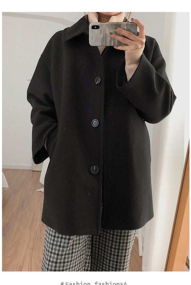Women's Overcoat Korean-style Loose Mid-length Small