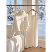 High-grade White Temperament Thick Sweater Skirt Suit