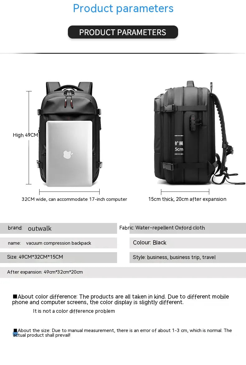 vacuum compression travel backpack