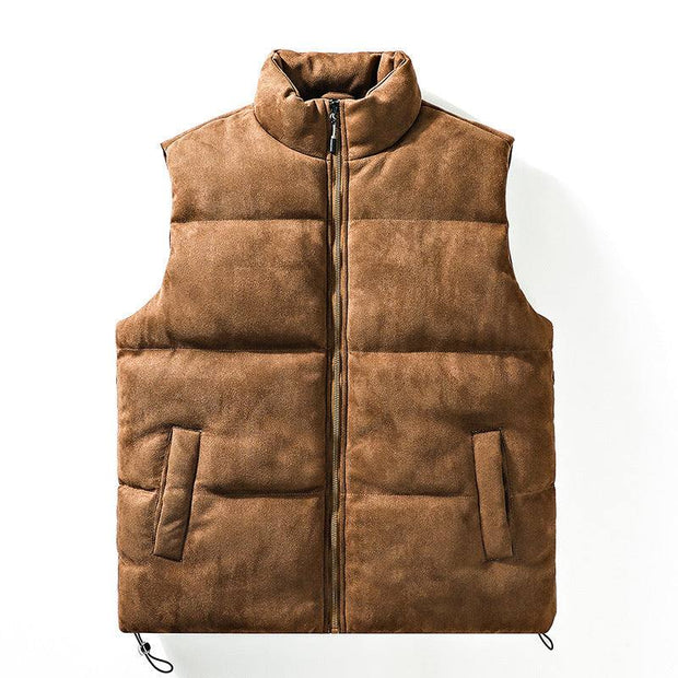 Simple Stand-up Collar Cotton-padded Clothes Vest For Men
