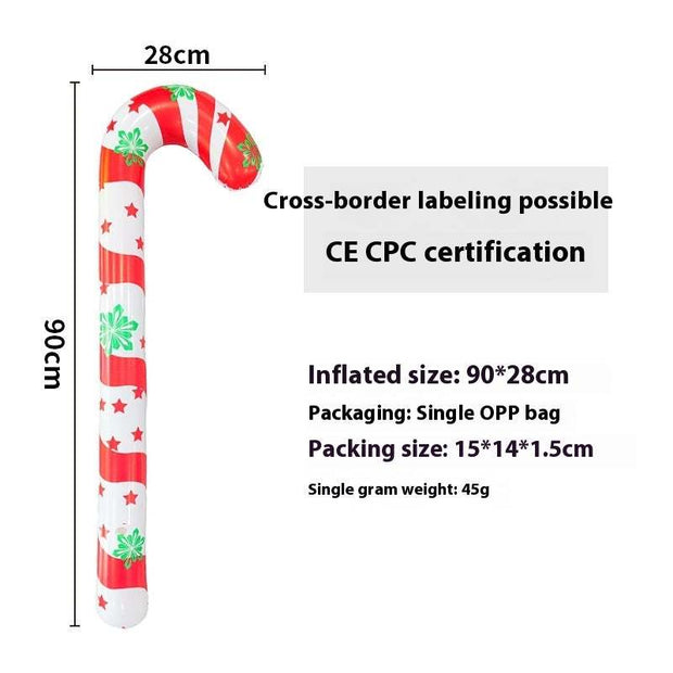 Inflatable Christmas ball decoration with red and white candy cane design, 90x28cm outdoor garden ornament