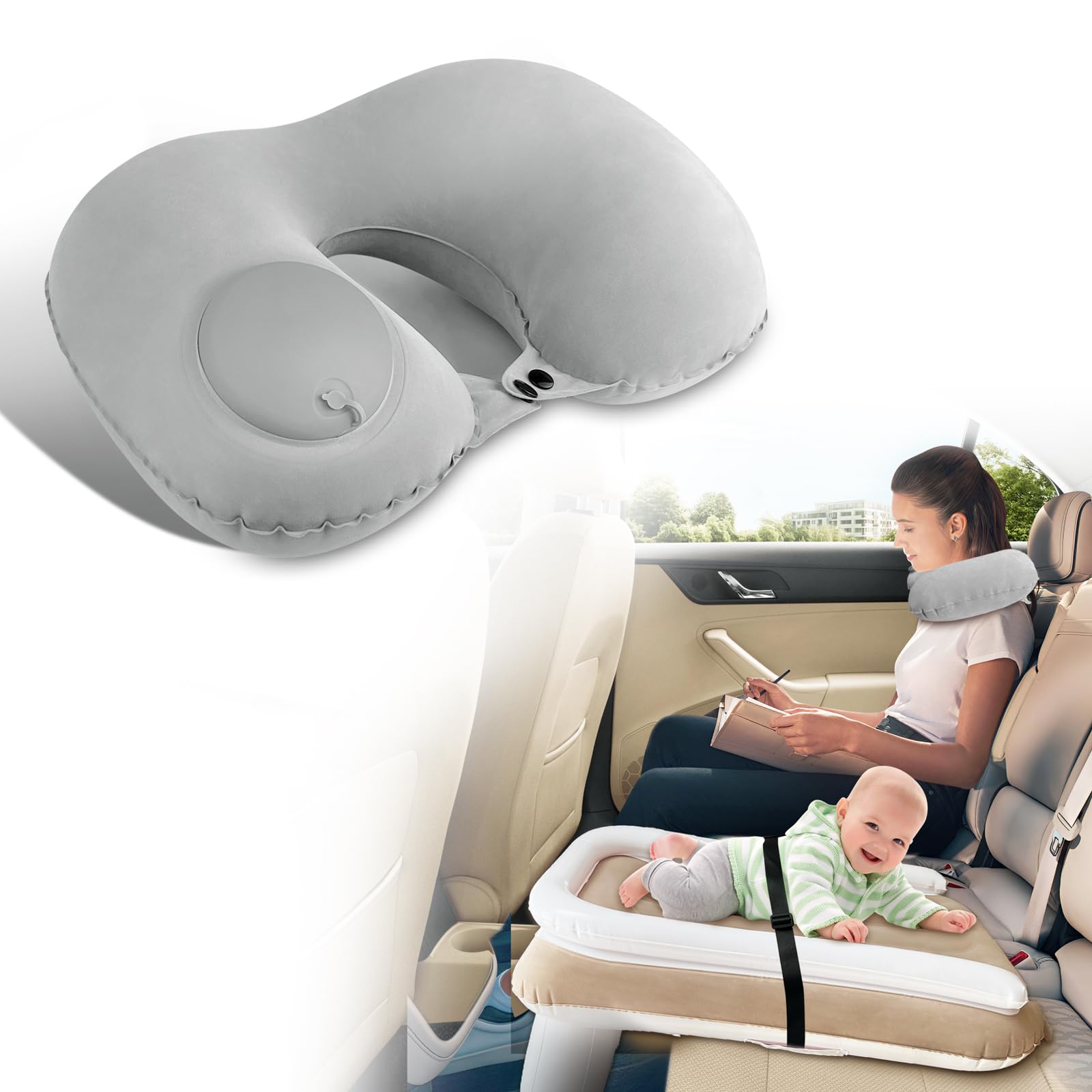 Toddler Travel Airplane Bed - Beige Comfort Flyer for Kids
