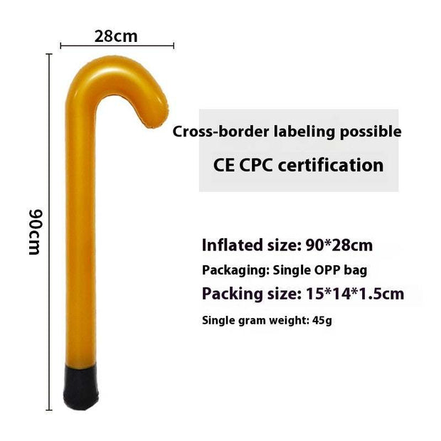 Inflatable gold Christmas candy cane decoration 90x28cm for outdoor garden Christmas décor