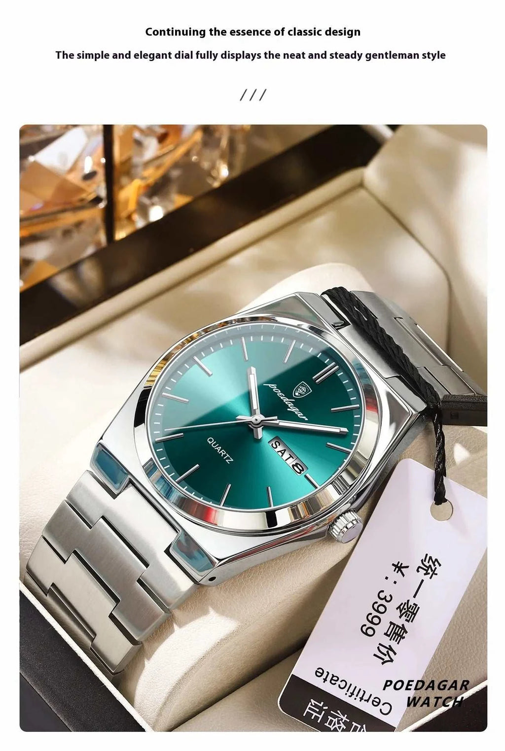 Ultra-thin Men's Watch Waterproof Luminous Quartz Watch on a stylish background showcasing its elegant design.